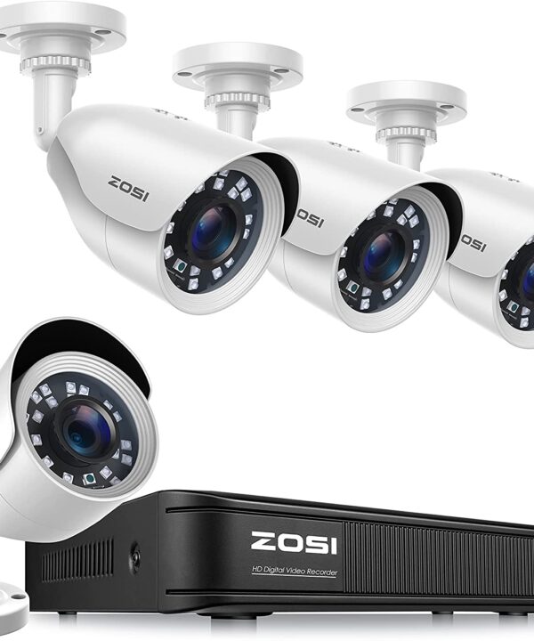 ZOSI H.265+ Full 1080p Home Security Camera System,5MP Lite CCTV DVR Recorder 8 Channel and 4 x 2MP 1080P