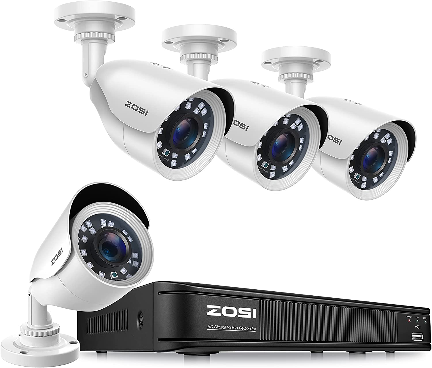 ZOSI H.265+ Full 1080p Home Security Camera System,5MP Lite CCTV DVR Recorder 8 Channel and 4 x 2MP 1080P